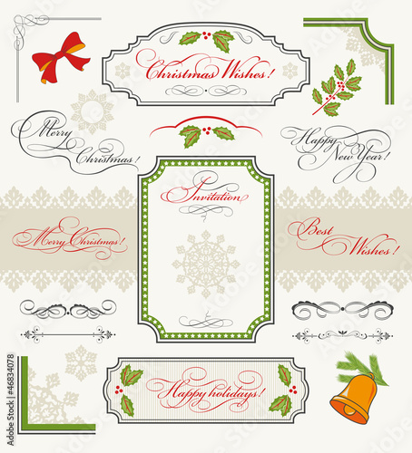 Christmas collection of calligraphic design elements