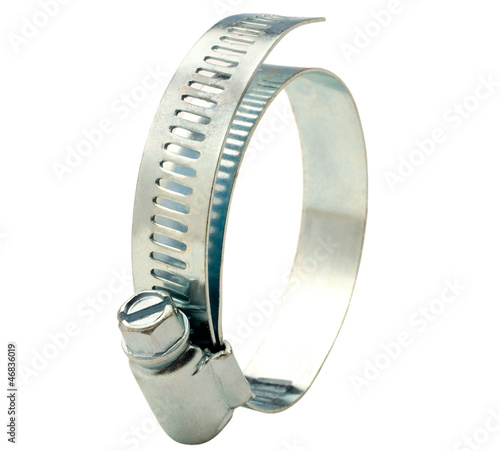 Close-up of a worm gear clamp