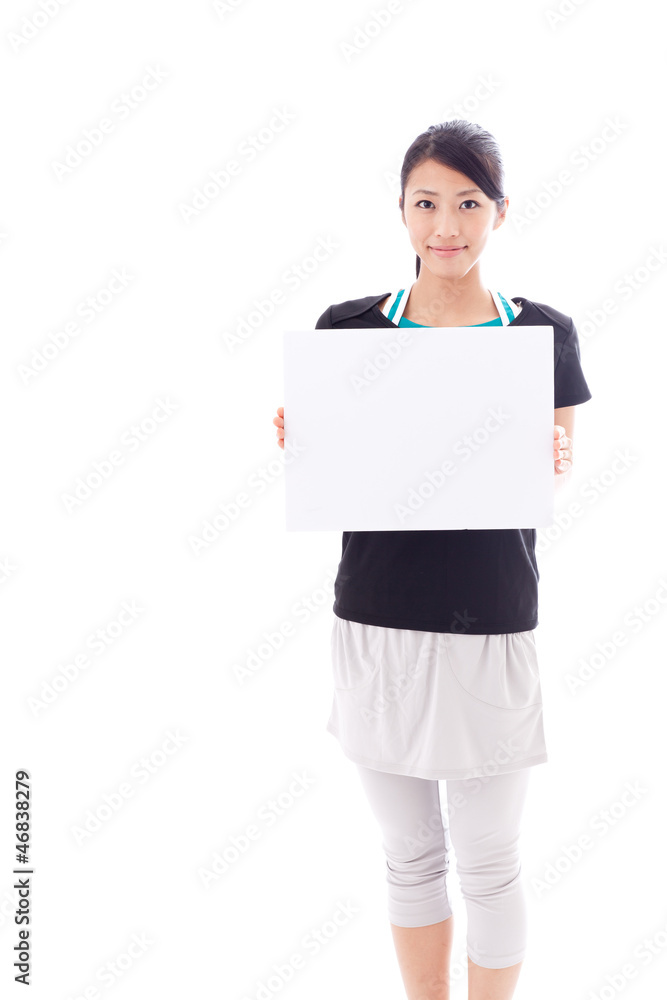 beautiful asian woman with blank whiteboard beautiful asian woman with blank whiteboard