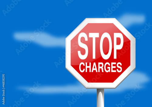 Stop sign charges on a blue background
