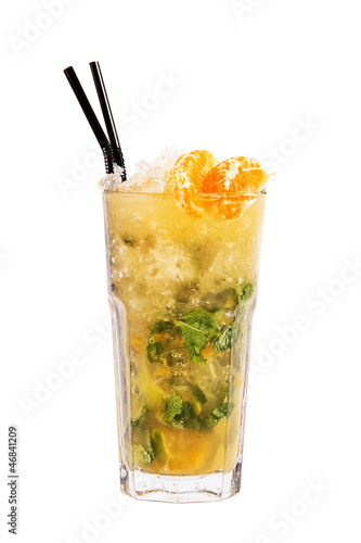 yellow cocktail with tangerine
