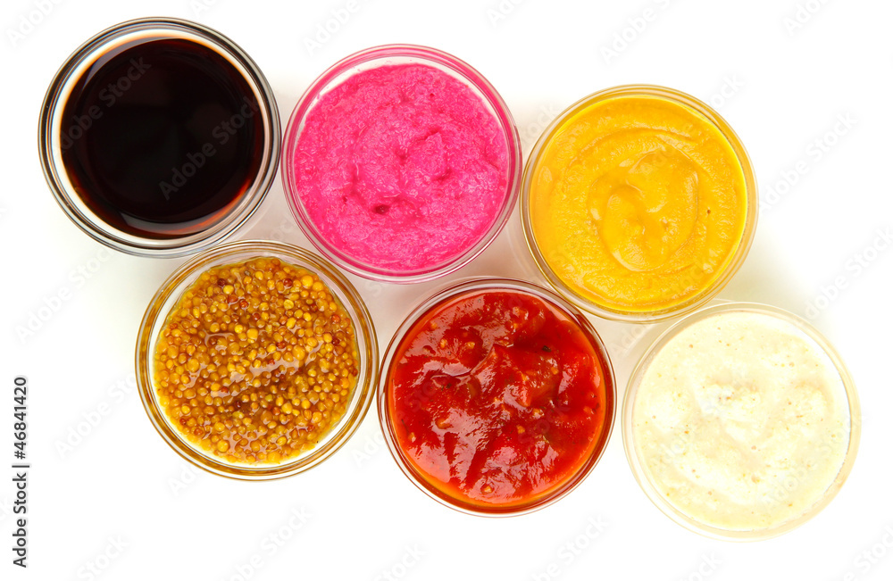 various sauces isolated on white various sauces isolated on white