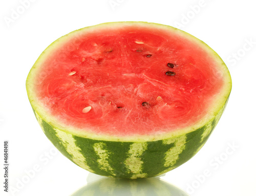 Half of juicy watermelon isolated on white