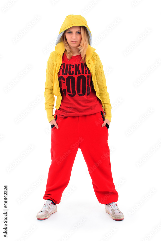 Hip Hop Girl on a White Background Hip Hop Girl on a White Background