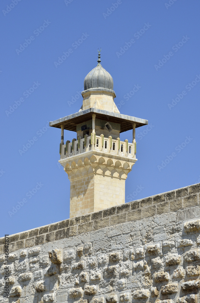 Minaret spire in Old City of Jerusalem.