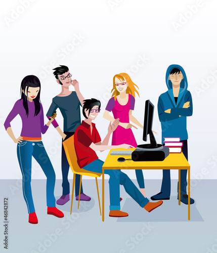 Students with Computer