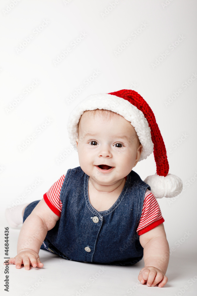 little cute baby with Santa costume little cute baby with Santa costume