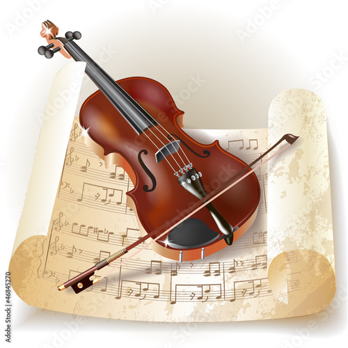 Classical violin in retro style