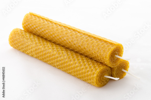 Three beeswax candles