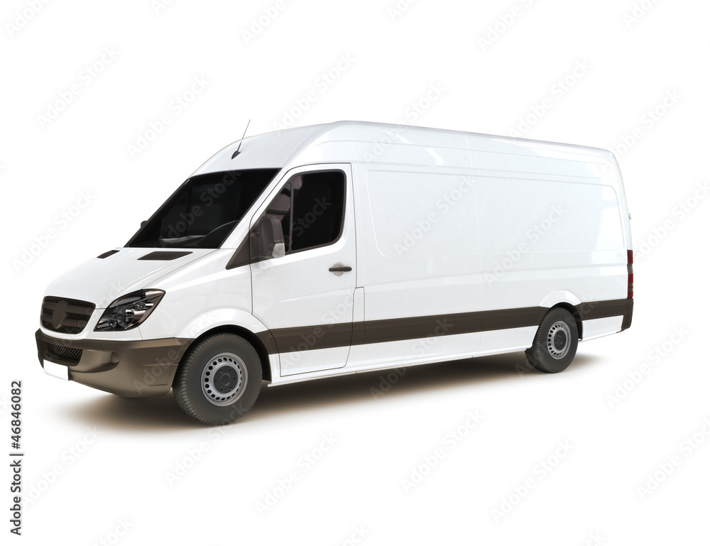 Industrial van on a white background, room for text