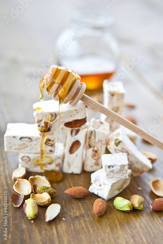 Photos French nougat with honey