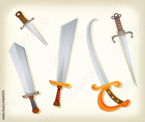Vintage Swords, Knifes, broadsword And Saber Set