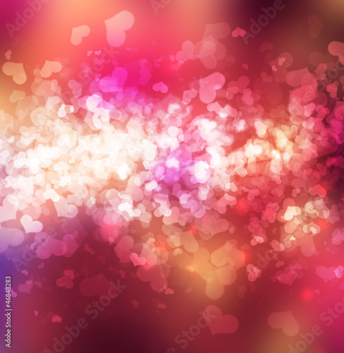 Abstract heart bokeh bright background