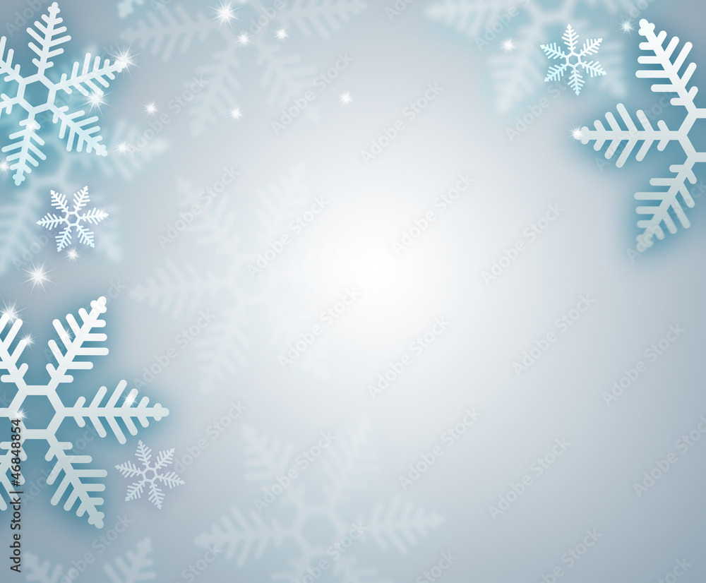 Obraz premium Beautiful snowflake blue Christmas background with copyspace