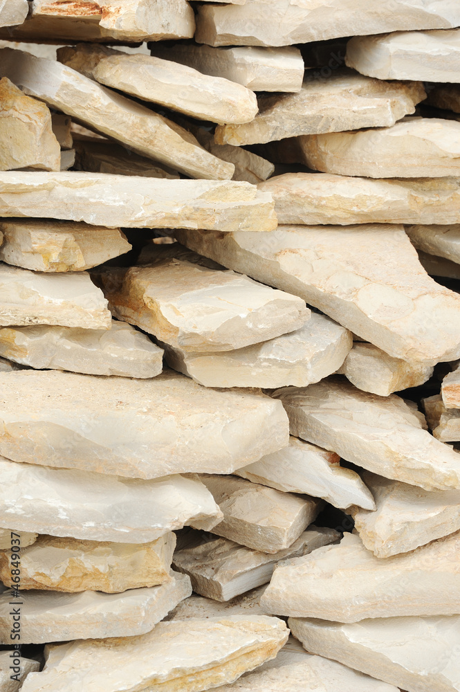 Heap of flat paving stones, limestone Heap of flat paving stones, limestone