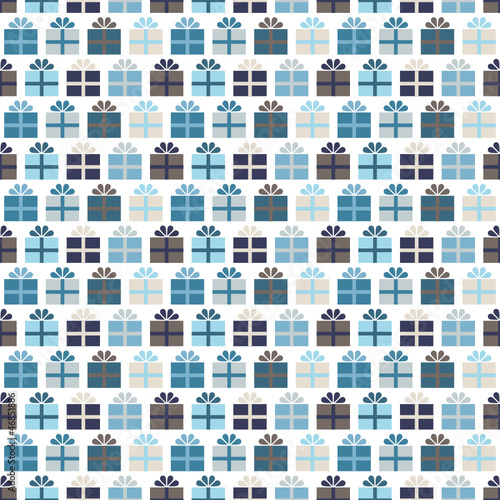 Seamless Pattern Gifts Retro Blue/Brown White