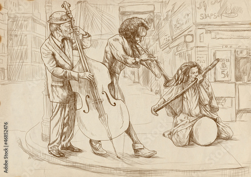 Canvas Print bit strange session band - hand drawing