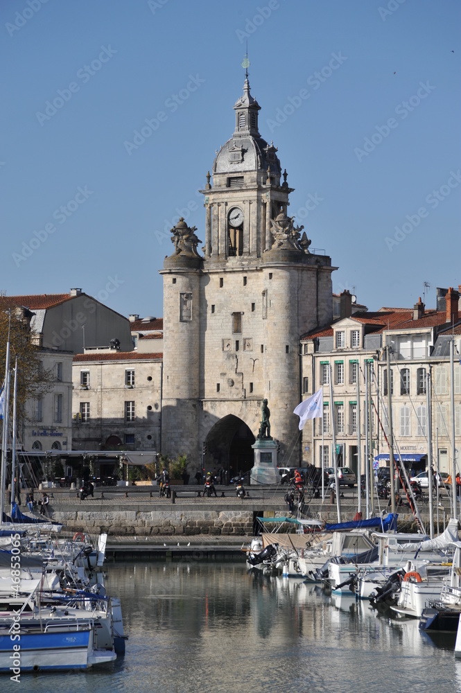 La Rochelle, le port et la porte de la grosse horloge 2 Stock Photo | Adobe  Stock