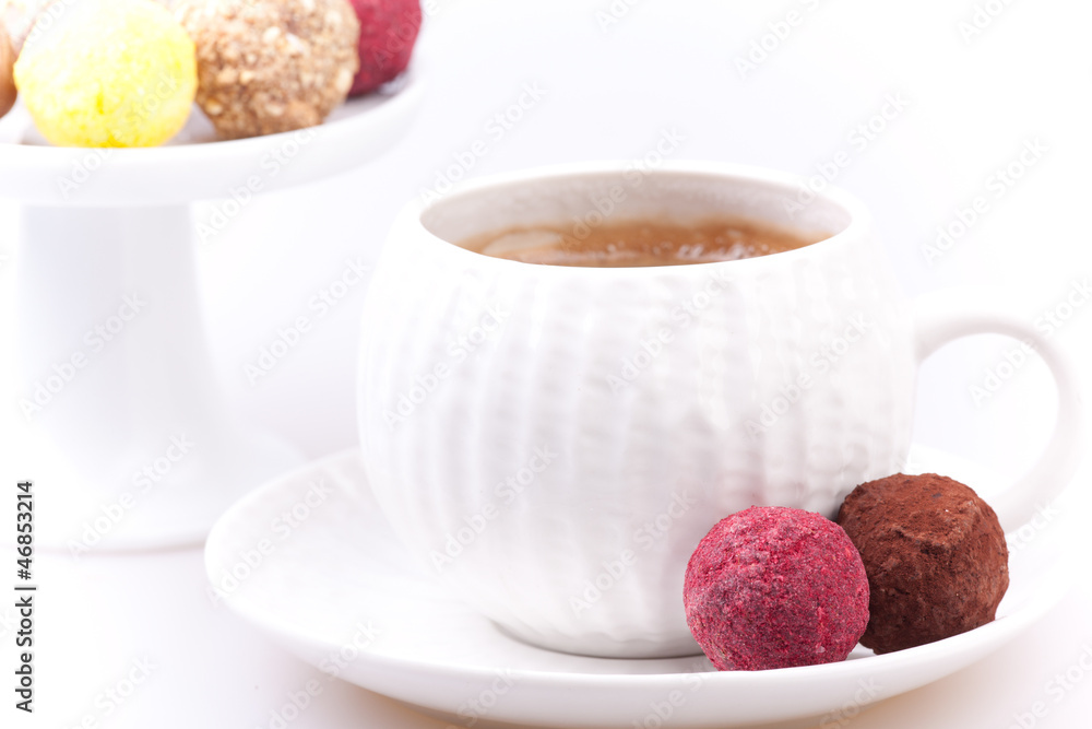 chocolate truffles and coffee