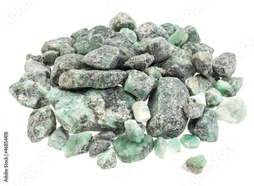 Canvas Print raw emerald gemstones