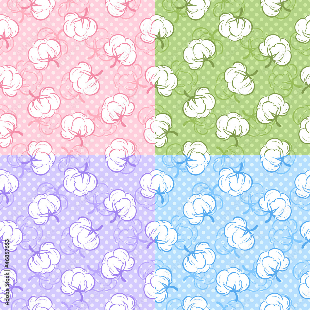 Seamless patterns with cotton buds
