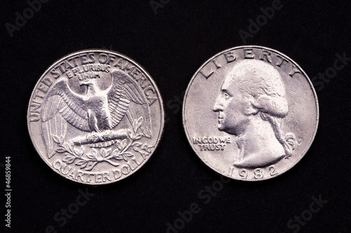 moneta da 25 centesimi di dollaro statunitense photo