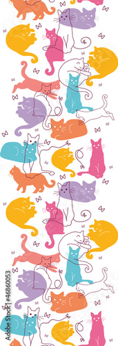 Vector Colorful Cats Vertical Seamless Pattern Ornament. Cute,