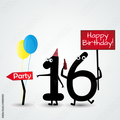 sweet 16 years birthday card numbers