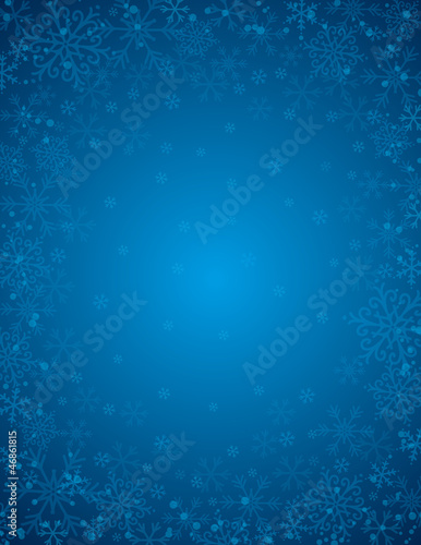 blue background with frame of snowflakes, vector