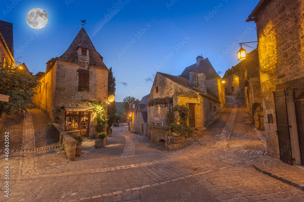 medieval village of Beynac, Dordogne, France - obrazy, fototapety, plakaty 