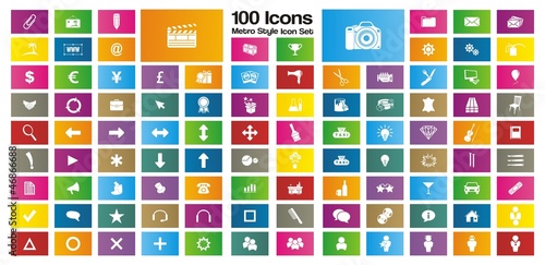 100 metro style rectangle icon sets