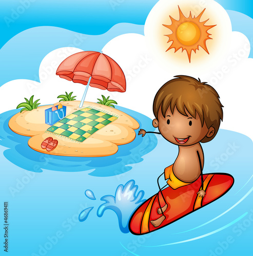 a surfing boy