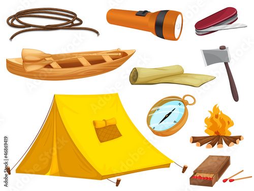 various objects of camping