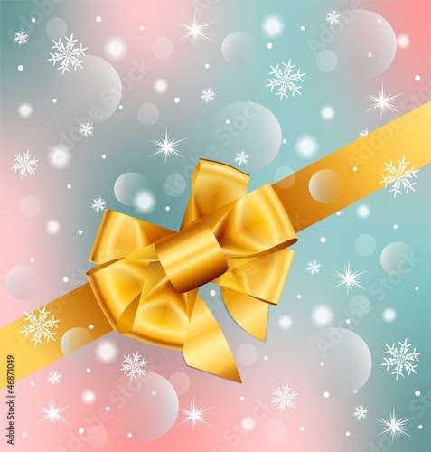 Christmas background with gold bow