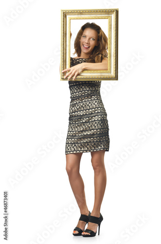 Picture frame and attractive woman