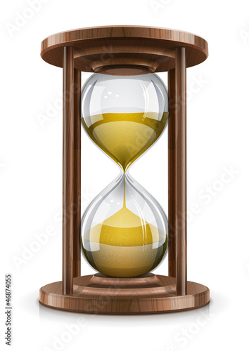 vintage hourglass in wooden frame vector illustration isolated