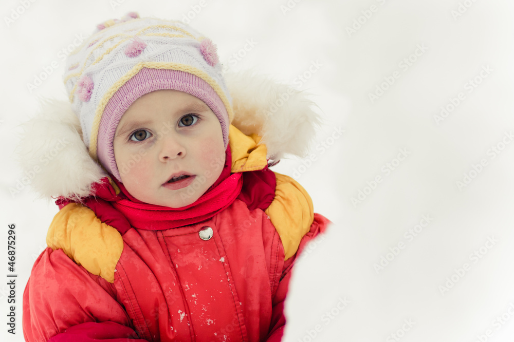 Beautiful baby in a red jacket Beautiful baby in a red jacket