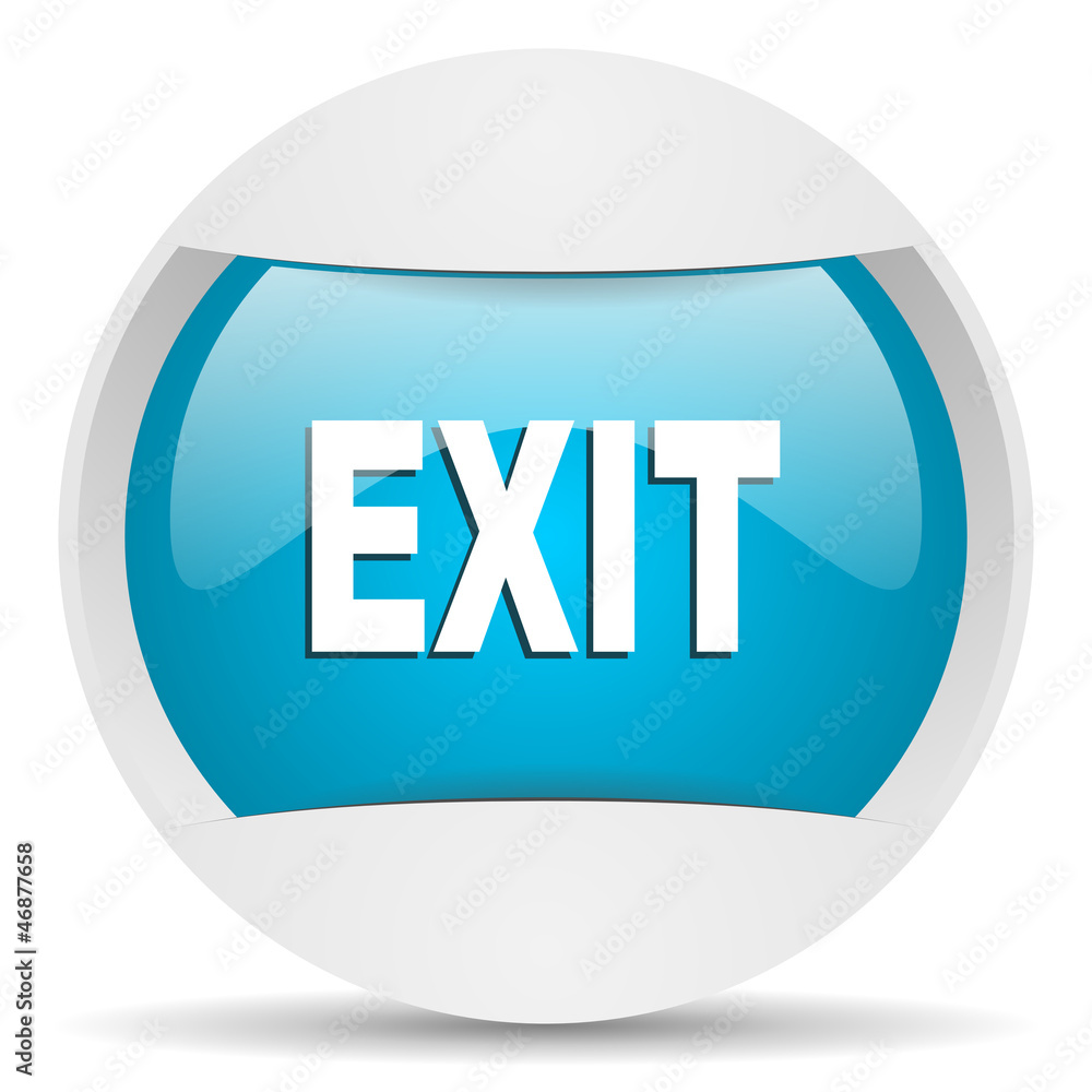 exit round blue web icon on white background exit round blue web icon on white background