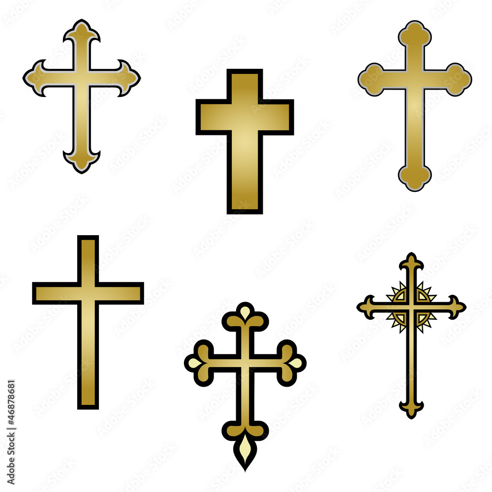 set of religious crosses. vector illustration