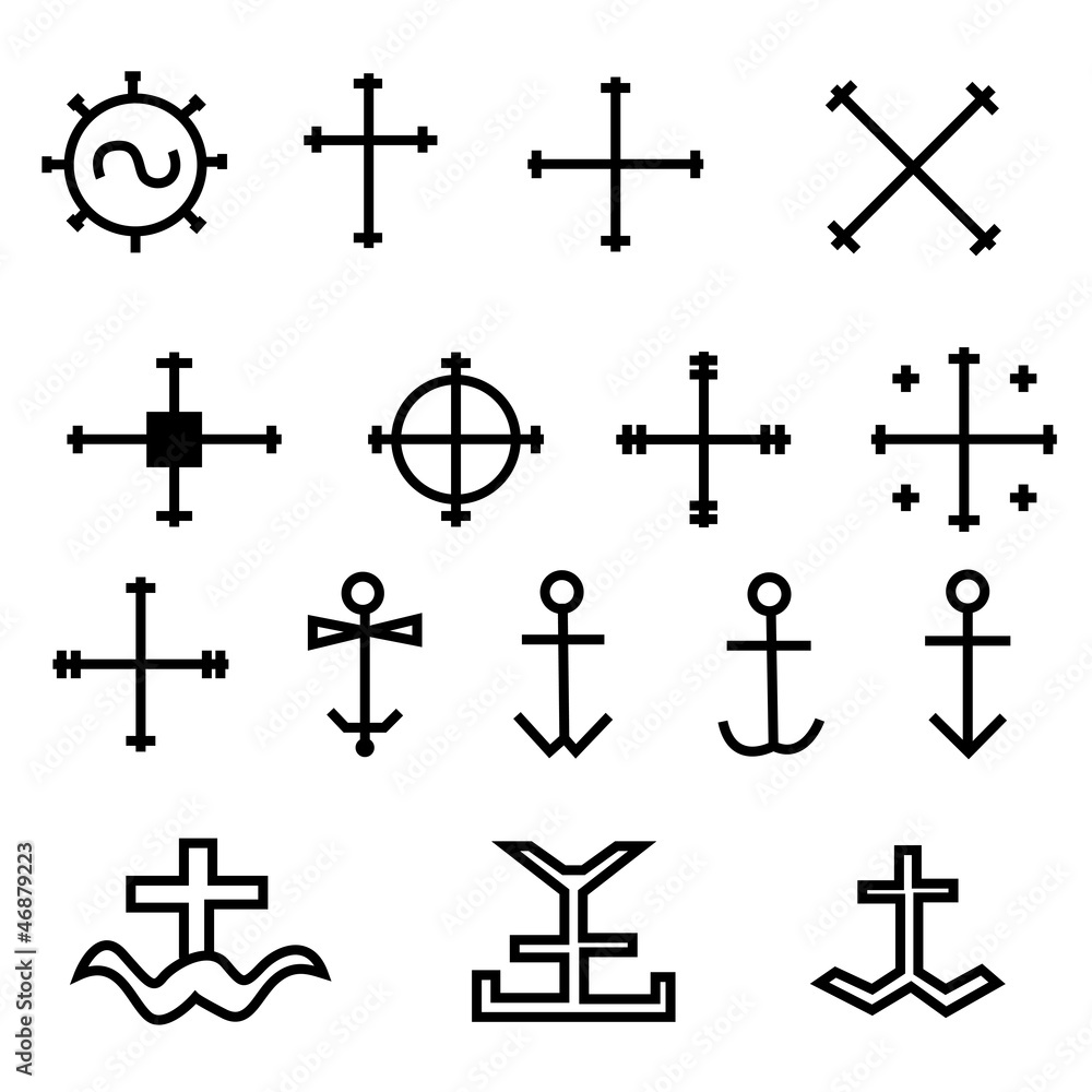 set of crosses in different styles