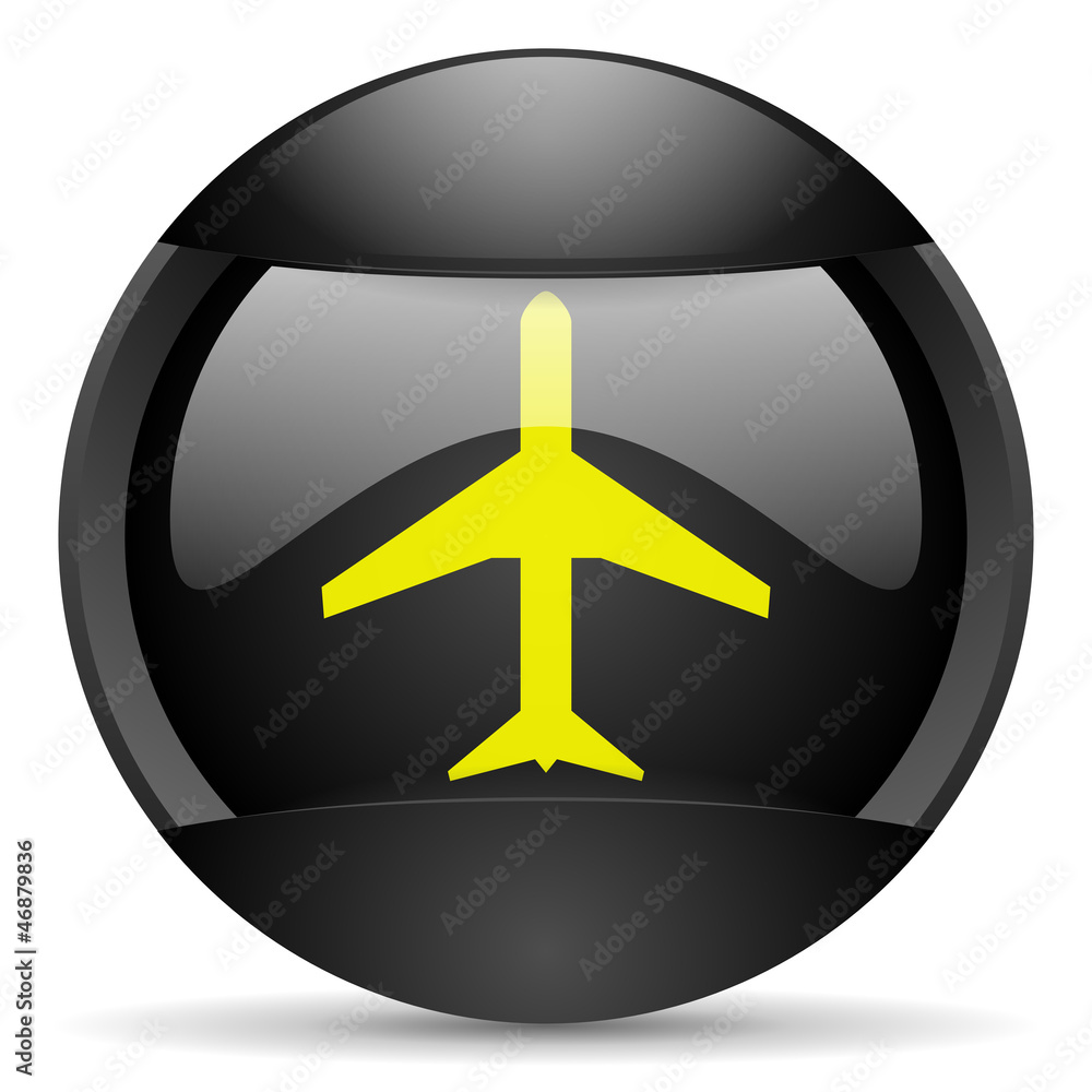 airplane round black web icon on white background airplane round black web icon on white background