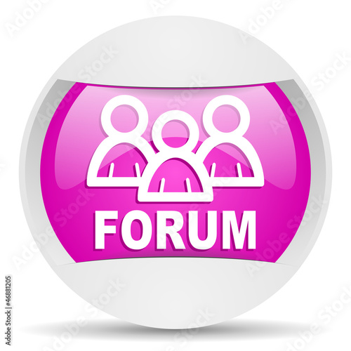 forum round violet web icon on white background