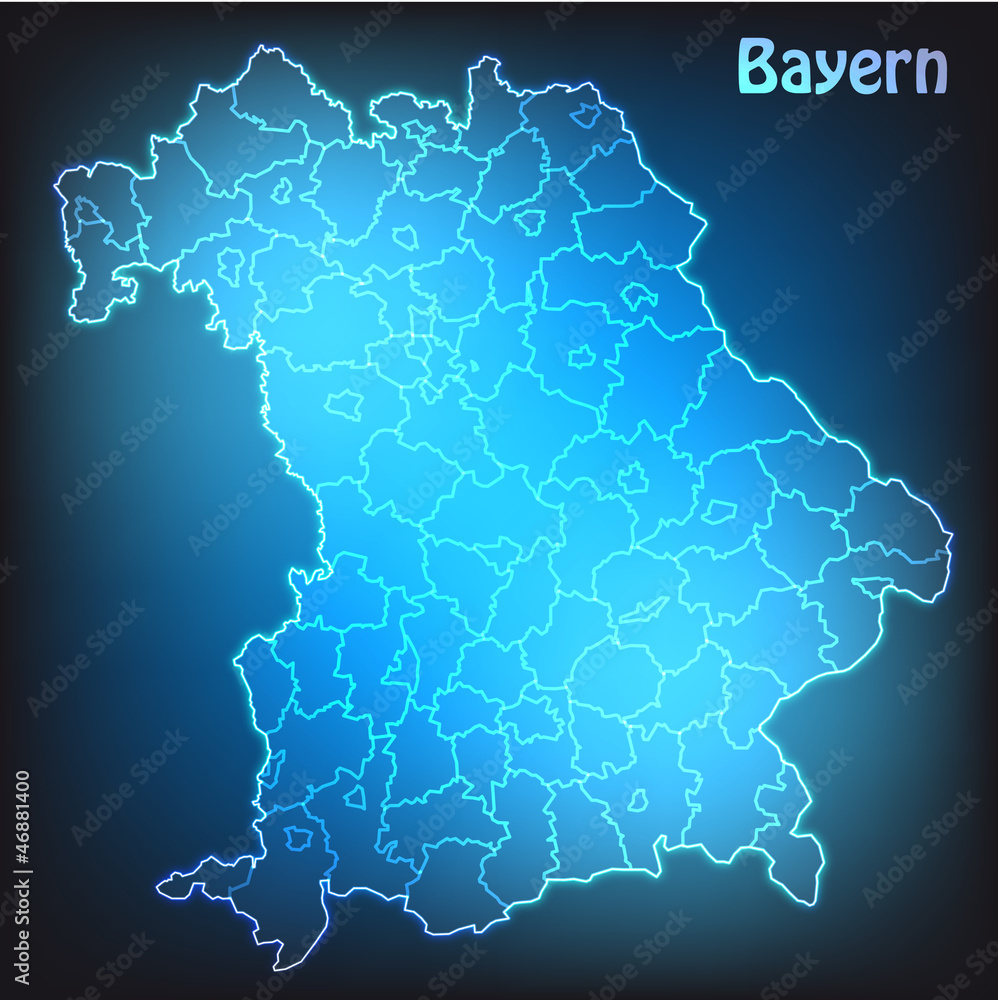 Leuchtende Karte von Bayern