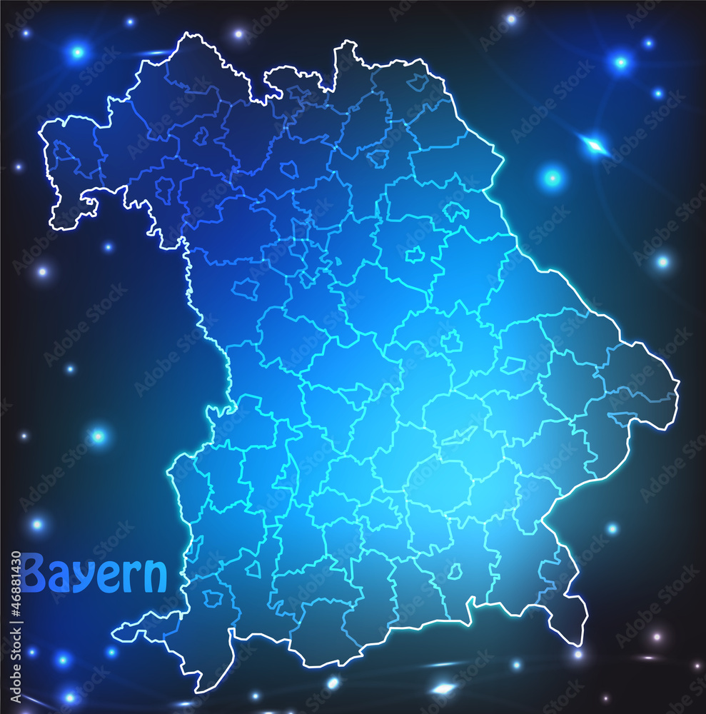 Karte von Bayern mit Leuchtpunkten