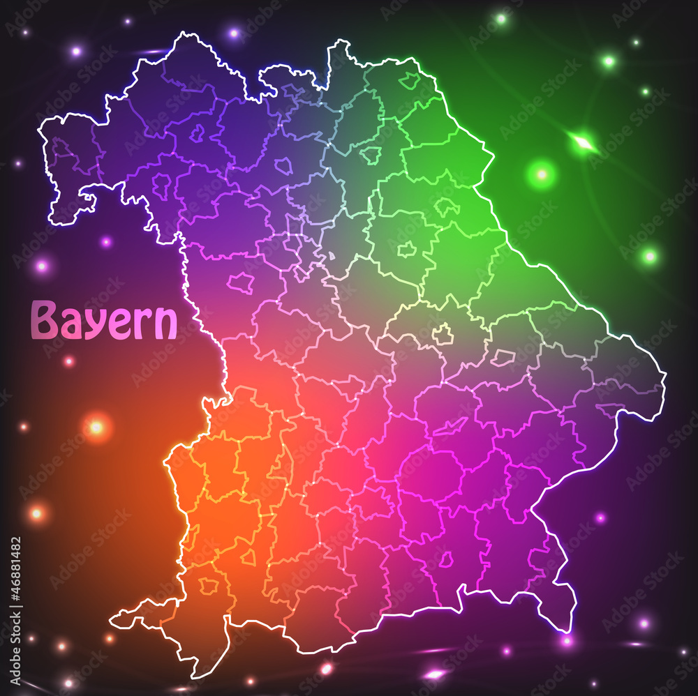 Bunte Karte von Bayern