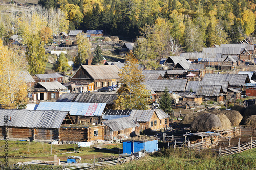 xinjiang, china: baihaba village on china-kazakhstan border photo