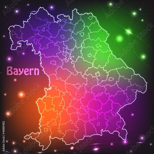 Bunte Karte von Bayern