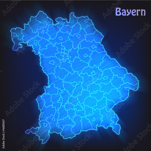 Karte von Bayern als Scribble