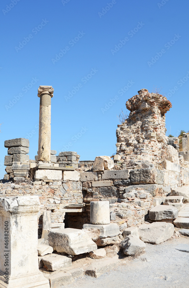 Building detail in Ephesus (Efes) from Roman time in Turkey