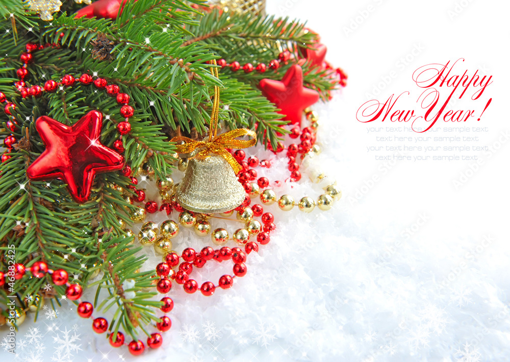 Christmas decorations of bauble are with the branches of fir on Christmas decorations of bauble are with the branches of fir on